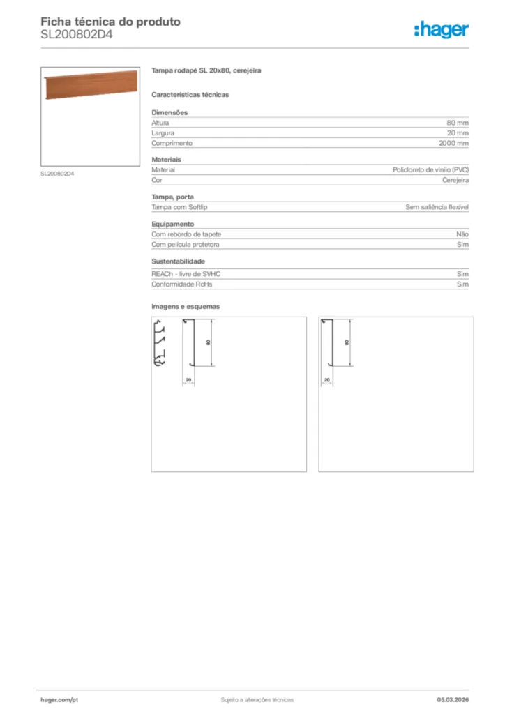 Imagem Hager Ficha técnica do produto SL200802D4 | Hager Portugal