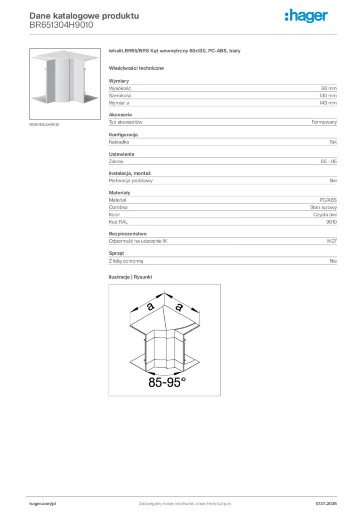 Zdjęcie Hager Karta katalogowa BR651304H9010 | Hager Polska