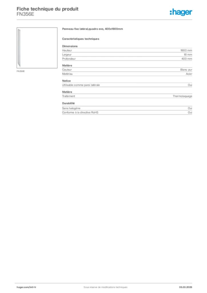 Image Hager Fiche technique du produit FN356E | Hager Afrique