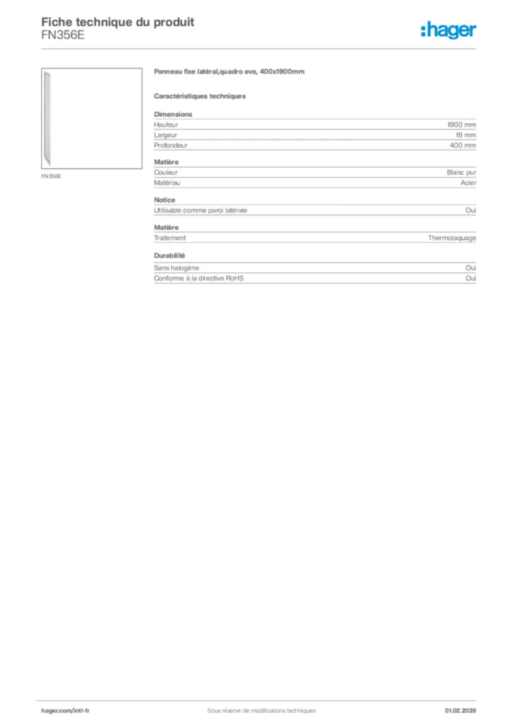 Image Hager Fiche technique du produit FN356E | Hager Afrique