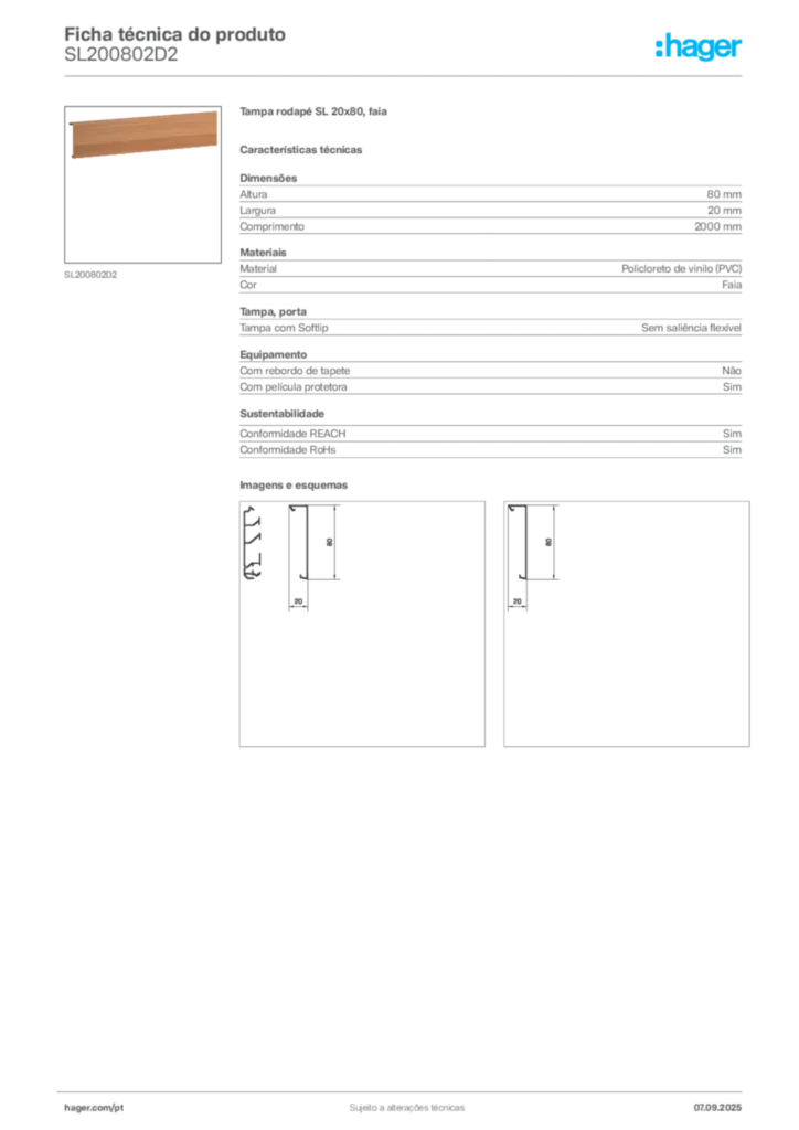 Imagem Hager Ficha técnica do produto SL200802D2 | Hager Portugal