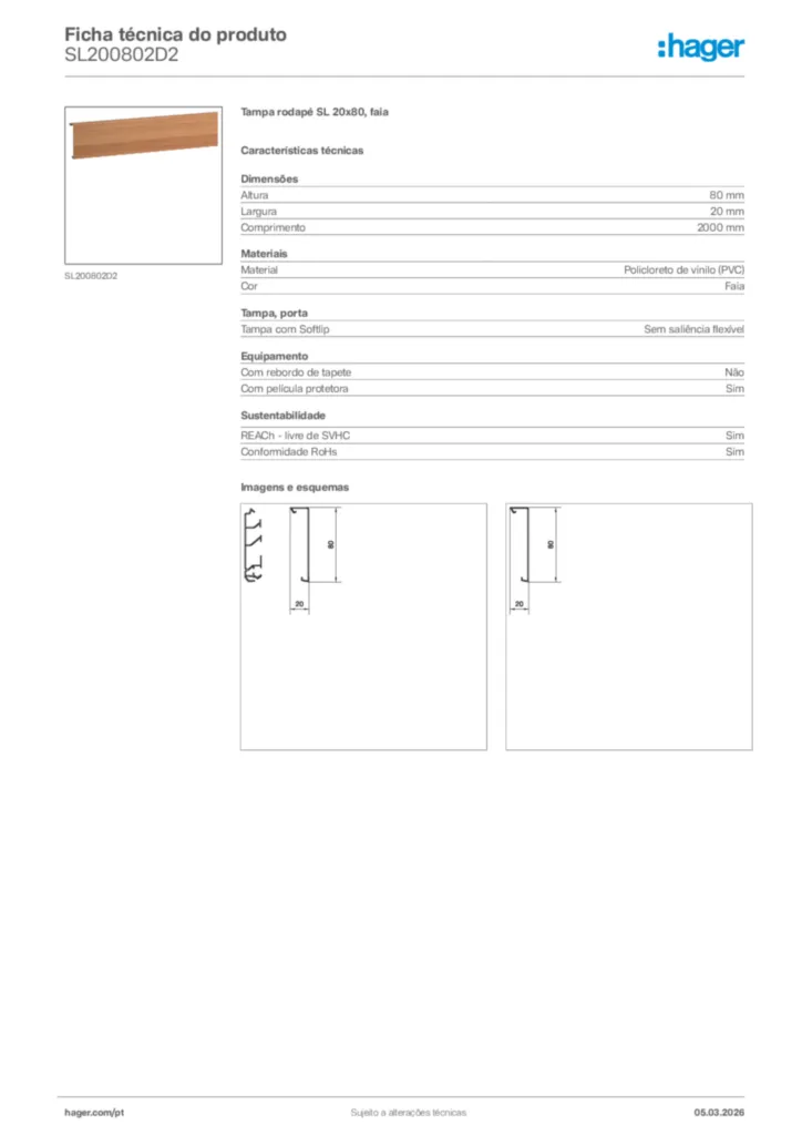 Imagem Hager Ficha técnica do produto SL200802D2 | Hager Portugal