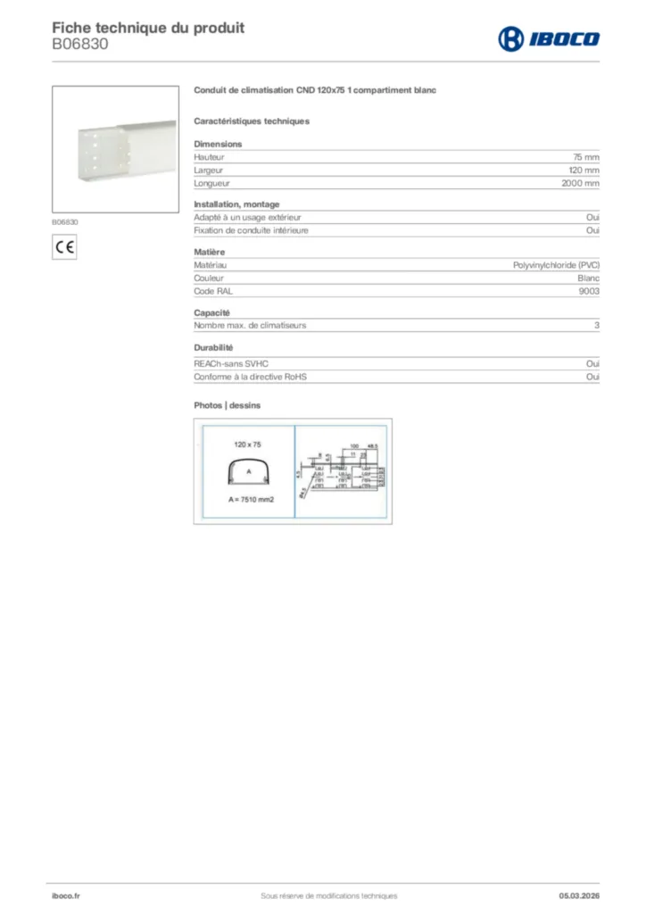 Image Iboco Fiche technique du produit B06830 | Hager France