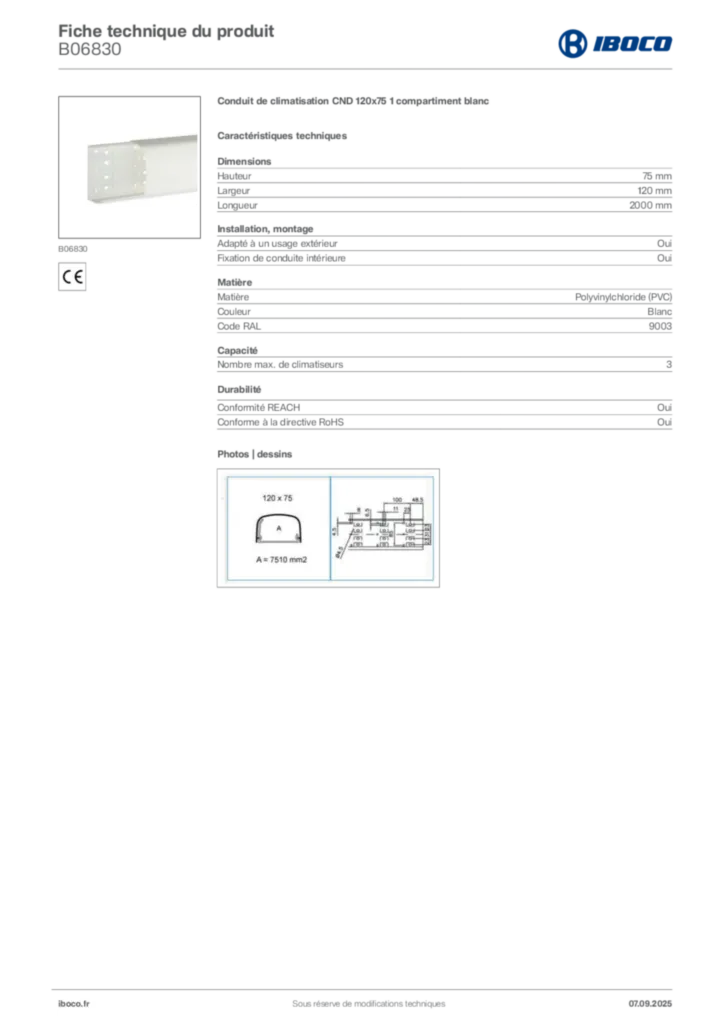 Image Iboco Fiche technique du produit B06830 | Hager France