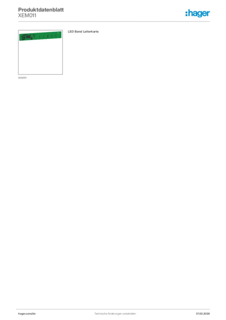 Bild Hager Produktdatenblatt XEM011 | Hager Deutschland