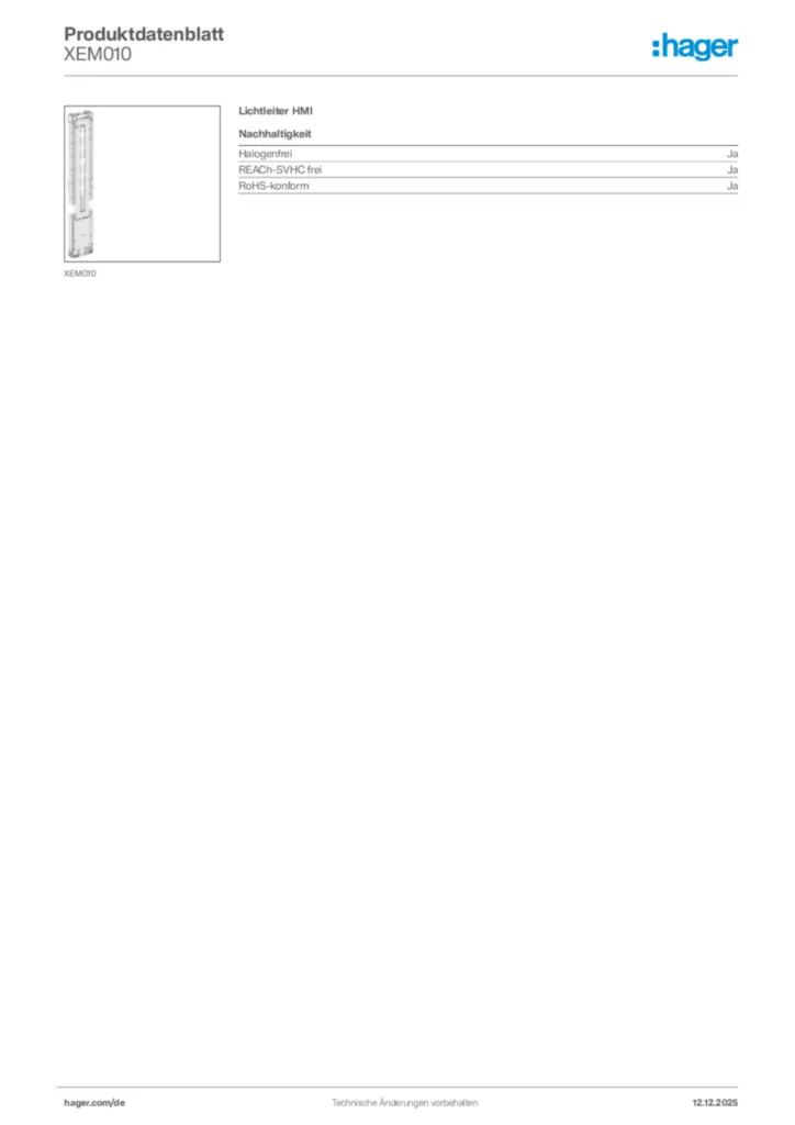 Bild Hager Produktdatenblatt XEM010 | Hager Deutschland