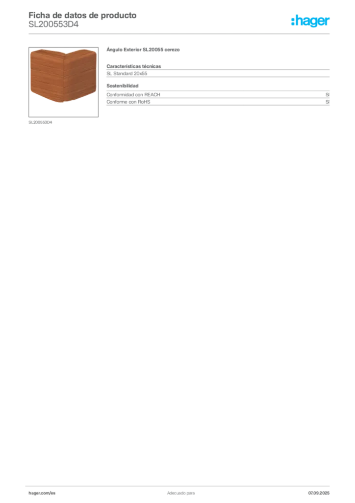 Imagen Hager Ficha de datos de producto SL200553D4 | Hager España