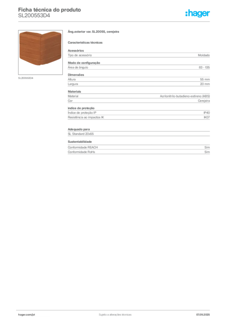 Imagem Hager Ficha técnica do produto SL200553D4 | Hager Portugal