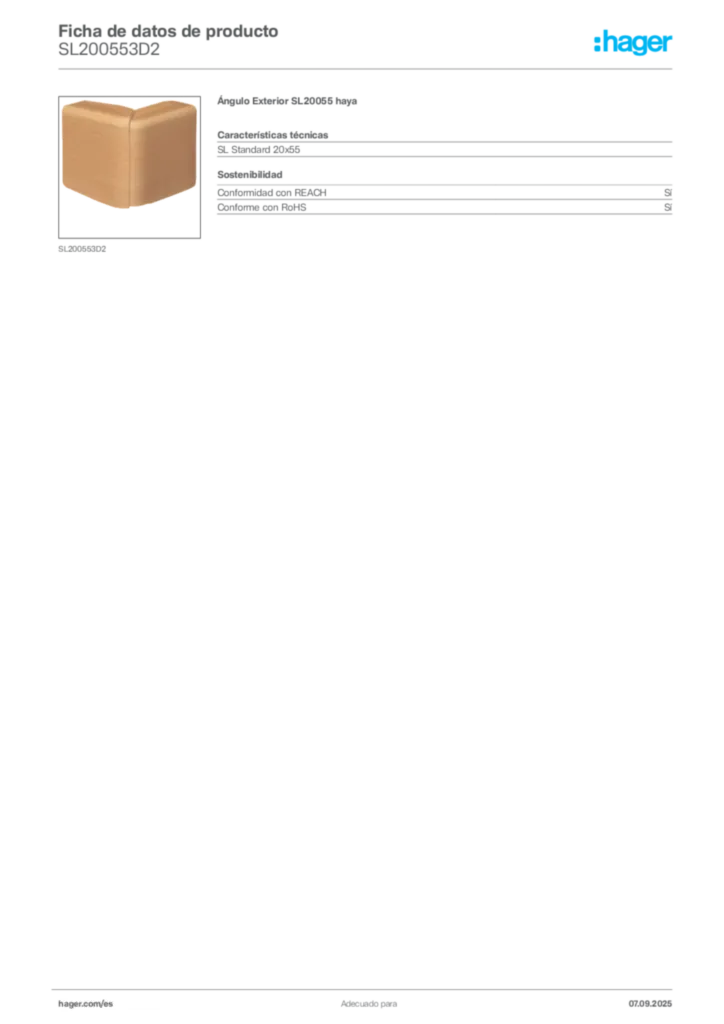 Imagen Hager Ficha de datos de producto SL200553D2 | Hager España