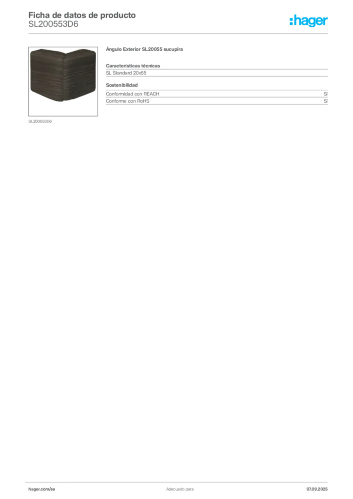 Imagen Hager Ficha de datos de producto SL200553D6 | Hager España