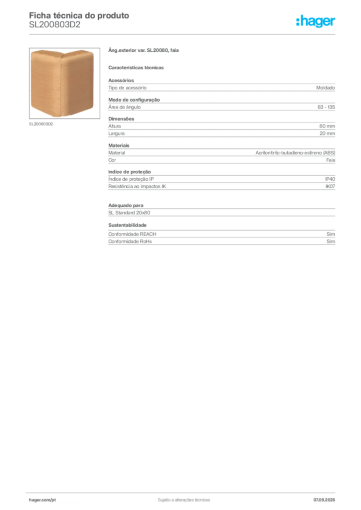 Imagem Hager Ficha técnica do produto SL200803D2 | Hager Portugal