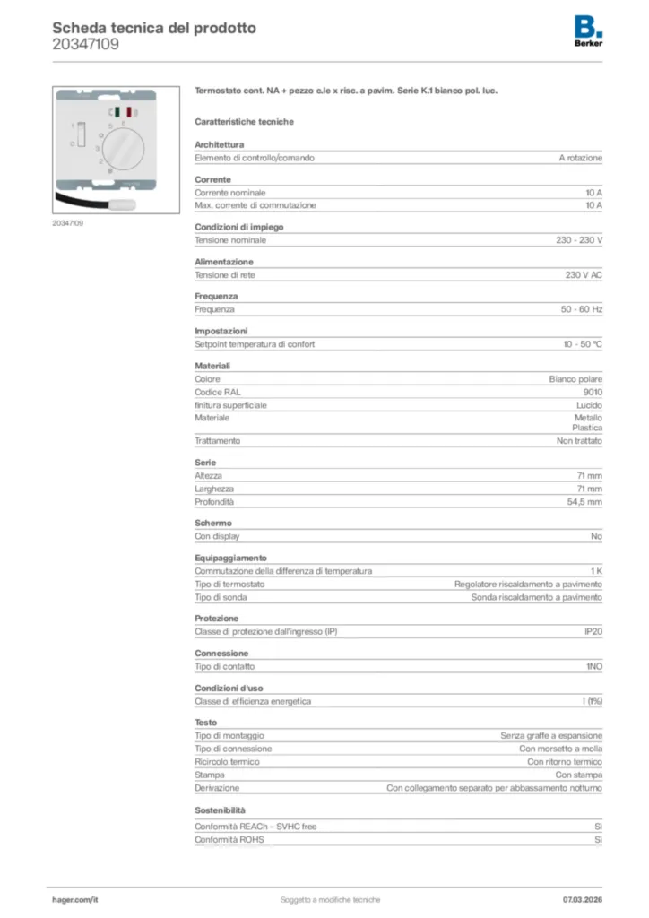 Immagine Berker Scheda tecnica del prodotto 20347109 | Hager Italia