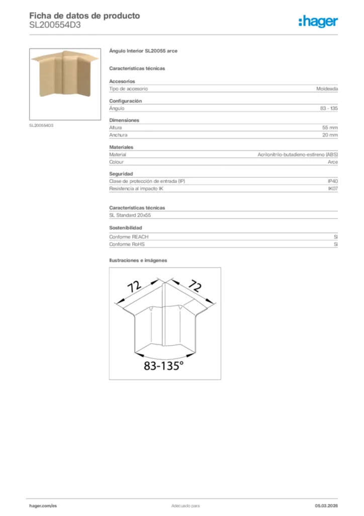 Imagen Hager Ficha de datos de producto SL200554D3 | Hager España