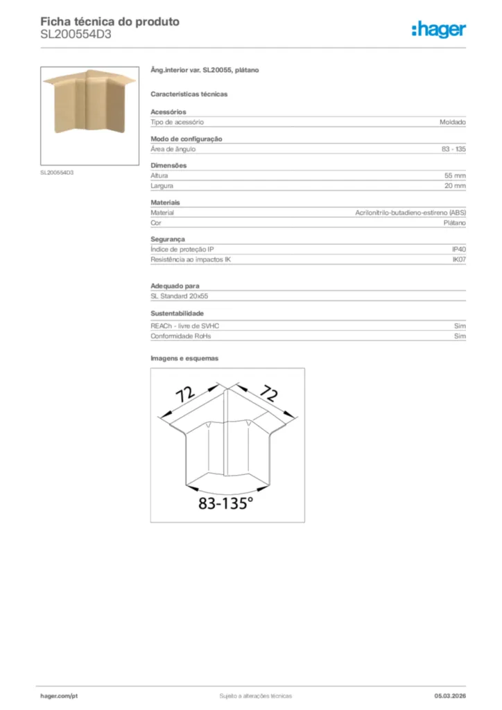 Imagem Hager Ficha técnica do produto SL200554D3 | Hager Portugal