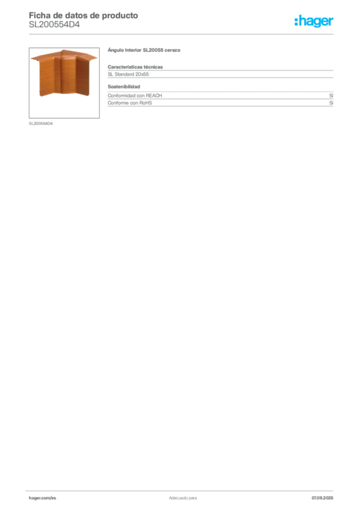 Imagen Hager Ficha de datos de producto SL200554D4 | Hager España