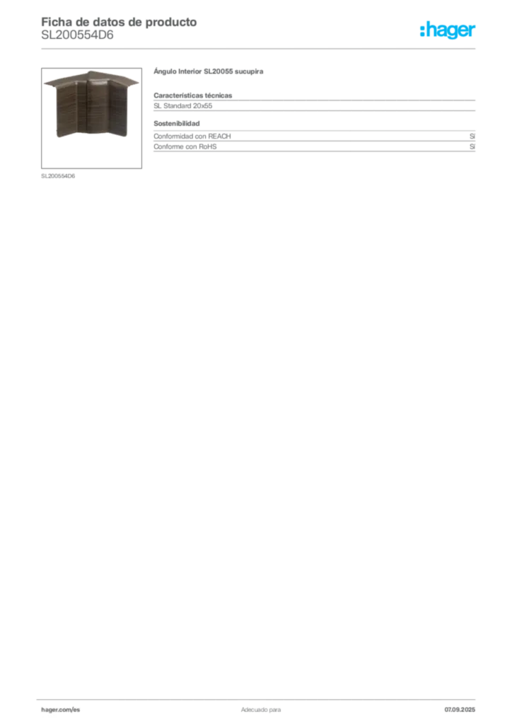 Imagen Hager Ficha de datos de producto SL200554D6 | Hager España