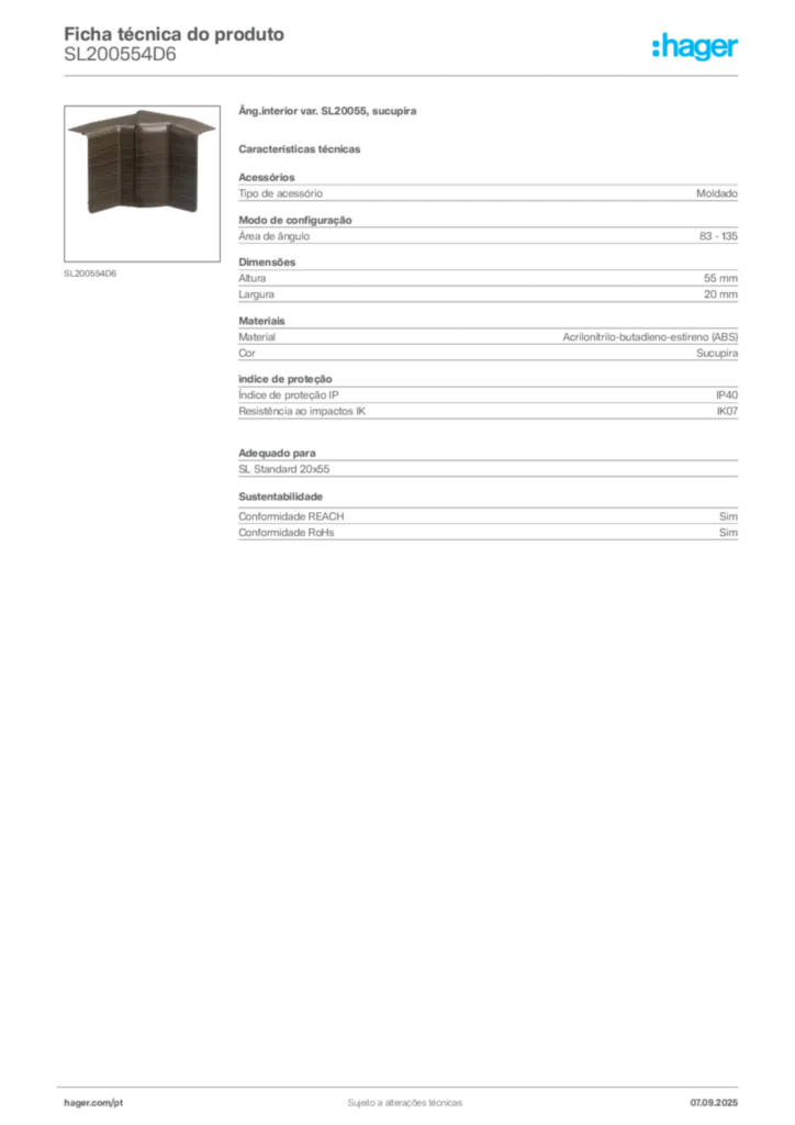 Imagem Hager Ficha técnica do produto SL200554D6 | Hager Portugal
