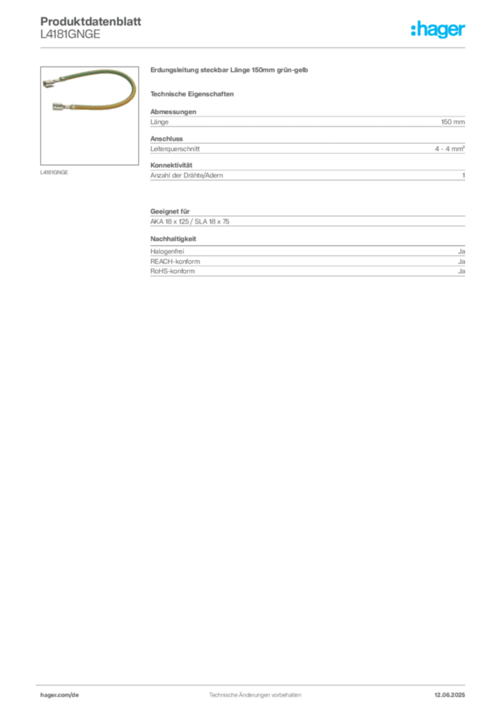 Hager Produktdatenblatt L4181GNGE