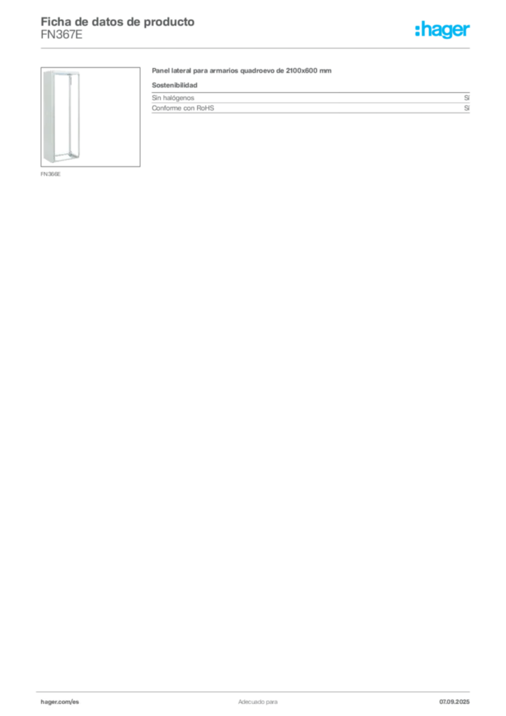 Imagen Hager Ficha de datos de producto FN367E | Hager España