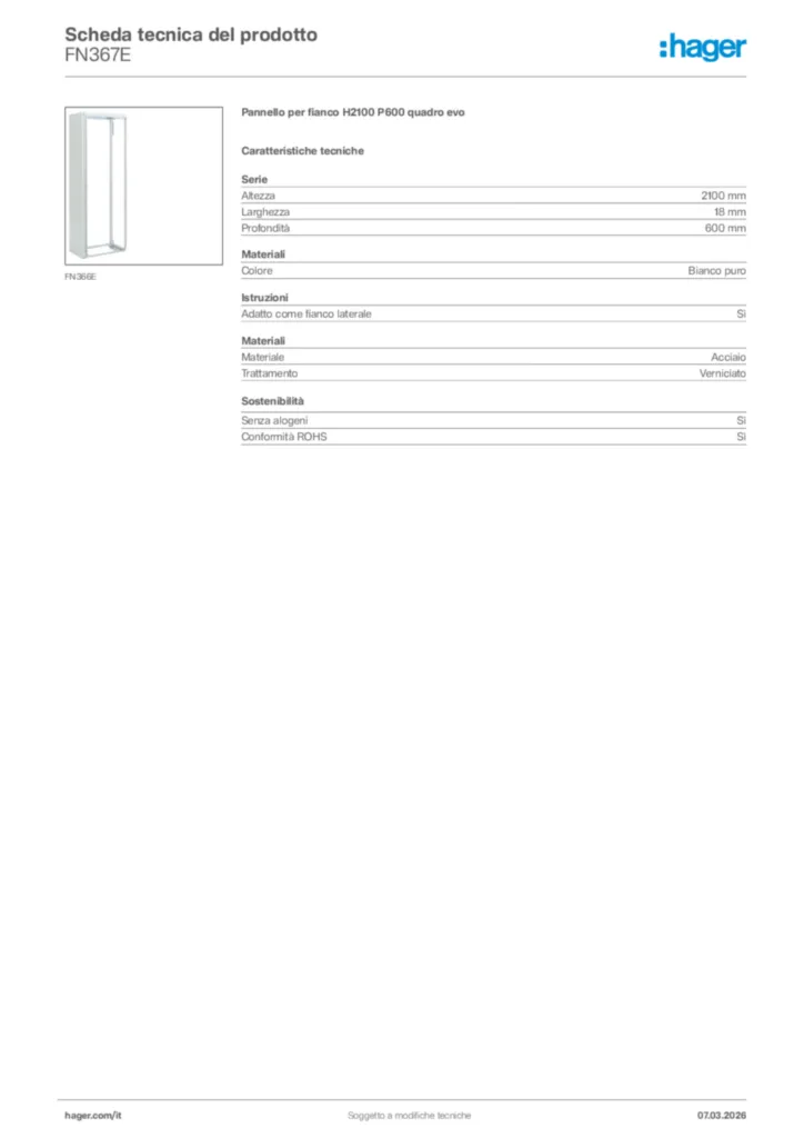 Immagine Hager Scheda tecnica del prodotto FN367E | Hager Italia