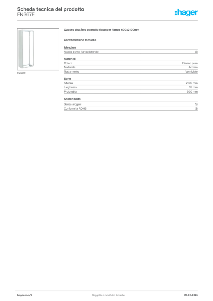 Immagine Hager Scheda tecnica del prodotto FN367E | Hager Italia