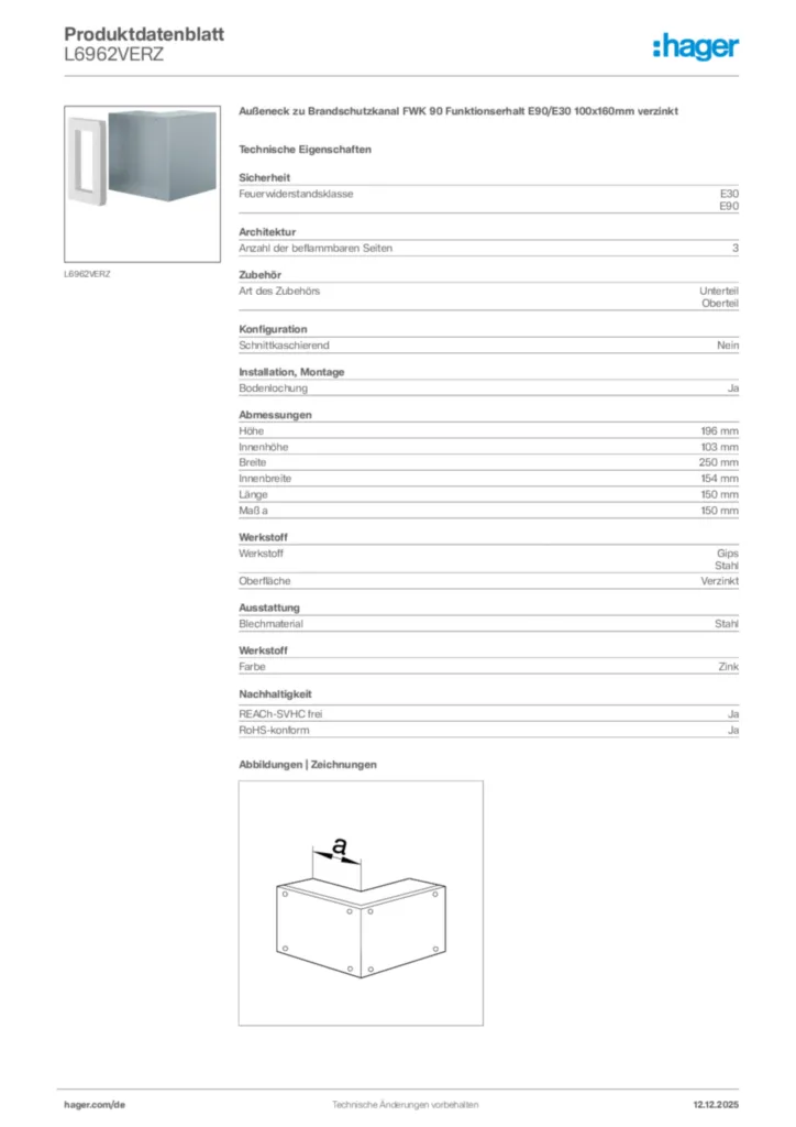 Hager Produktdatenblatt L6962VERZ
