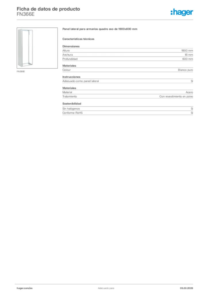 Imagen Hager Ficha de datos de producto FN366E | Hager España