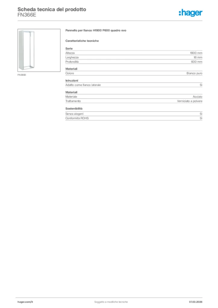 Immagine Hager Scheda tecnica del prodotto FN366E | Hager Italia