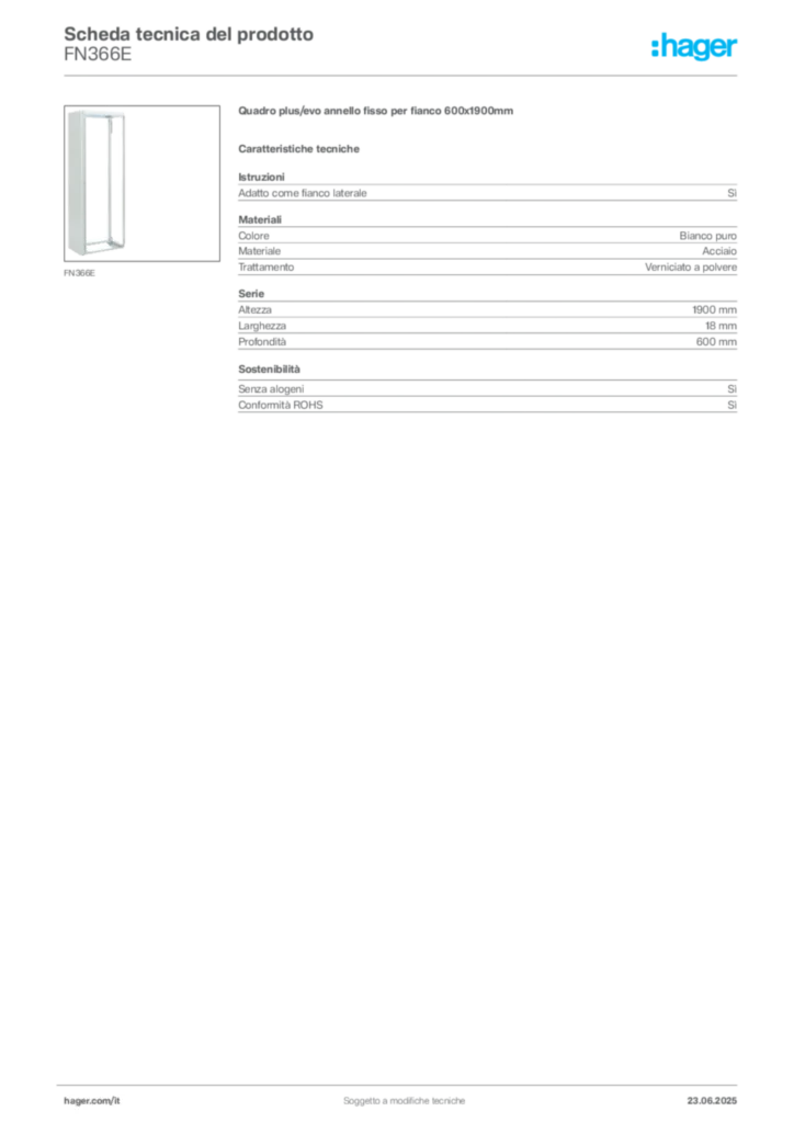 Immagine Hager Scheda tecnica del prodotto FN366E | Hager Italia