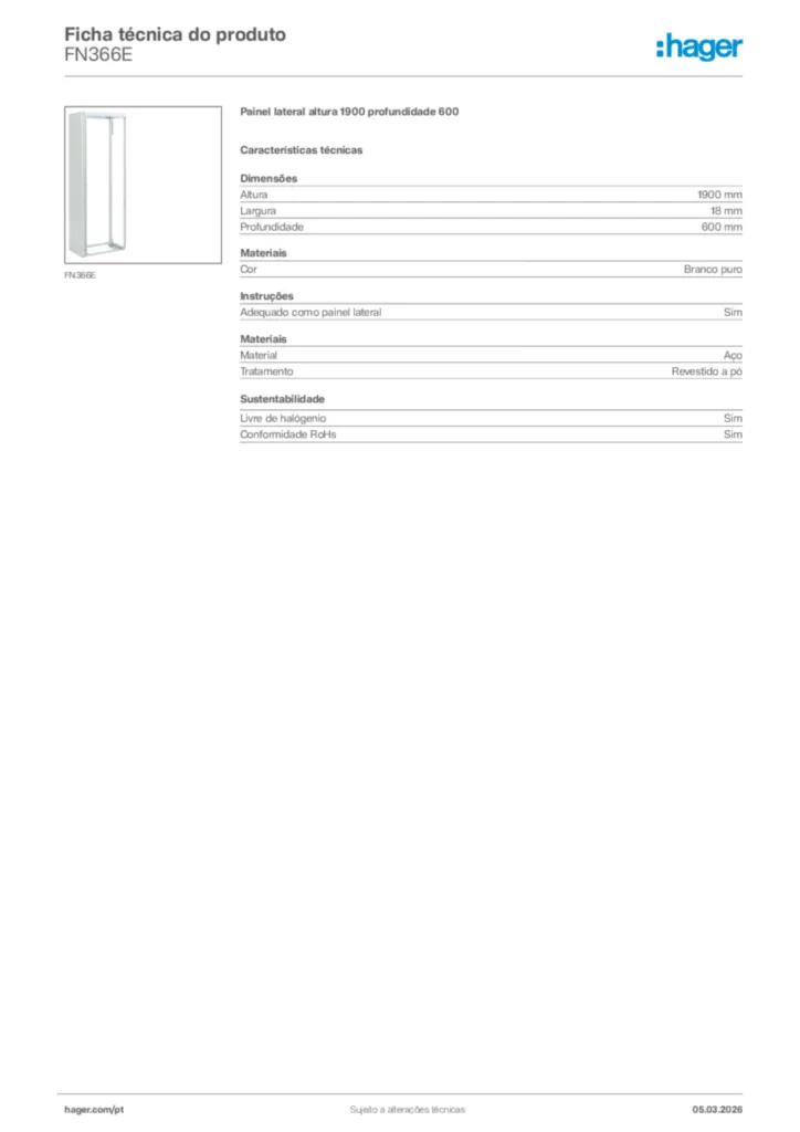 Imagem Hager Ficha técnica do produto FN366E | Hager Portugal