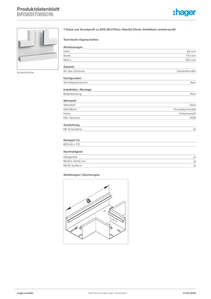 Bild Hager Produktdatenblatt BRS6517089016 | Hager Deutschland