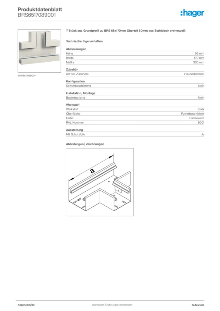 Bild Hager Produktdatenblatt BRS6517089001 | Hager Deutschland