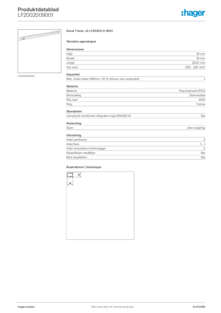 Bild Hager Produktdatablad LF2002009001 | Hager Sverige