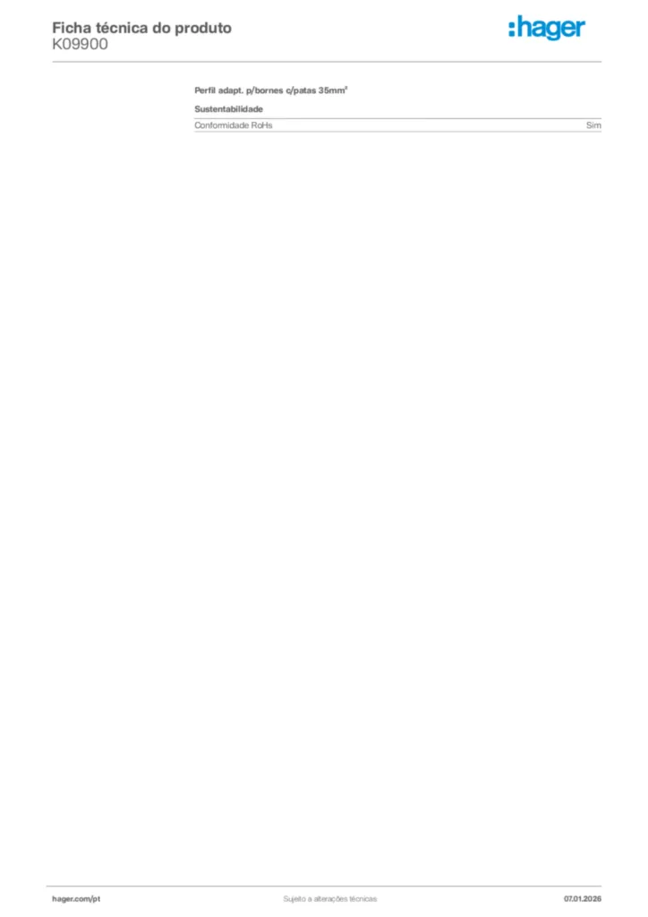 Imagem Hager Ficha técnica do produto K09900 | Hager Portugal