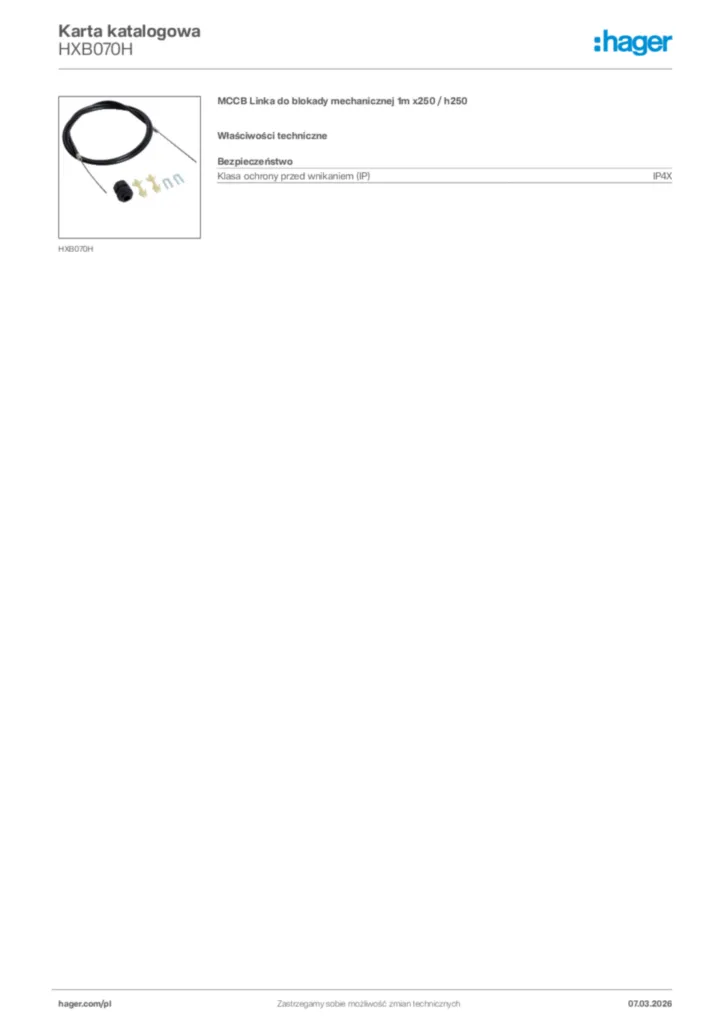 Zdjęcie Hager Karta katalogowa HXB070H | Hager Polska