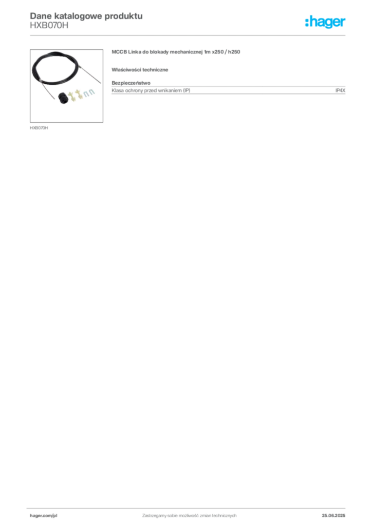 Zdjęcie Hager Karta katalogowa HXB070H | Hager Polska