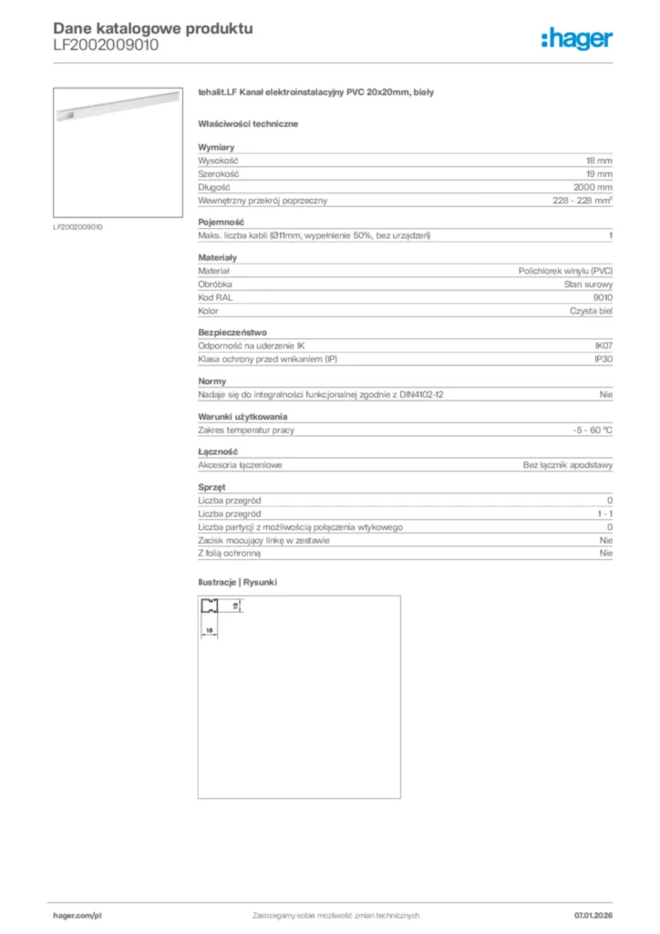 Zdjęcie Hager Karta katalogowa LF2002009010 | Hager Polska