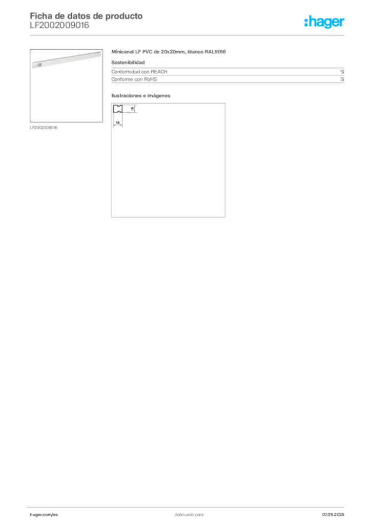 Imagen Hager Ficha de datos de producto LF2002009016 | Hager España