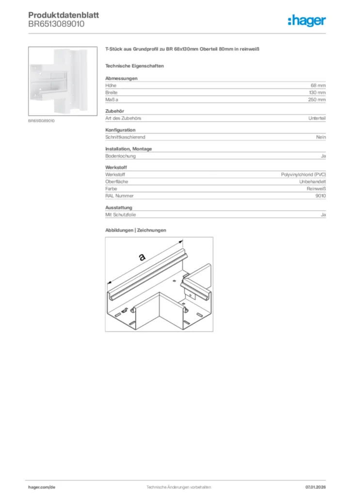 Bild Hager Produktdatenblatt BR6513089010 | Hager Deutschland