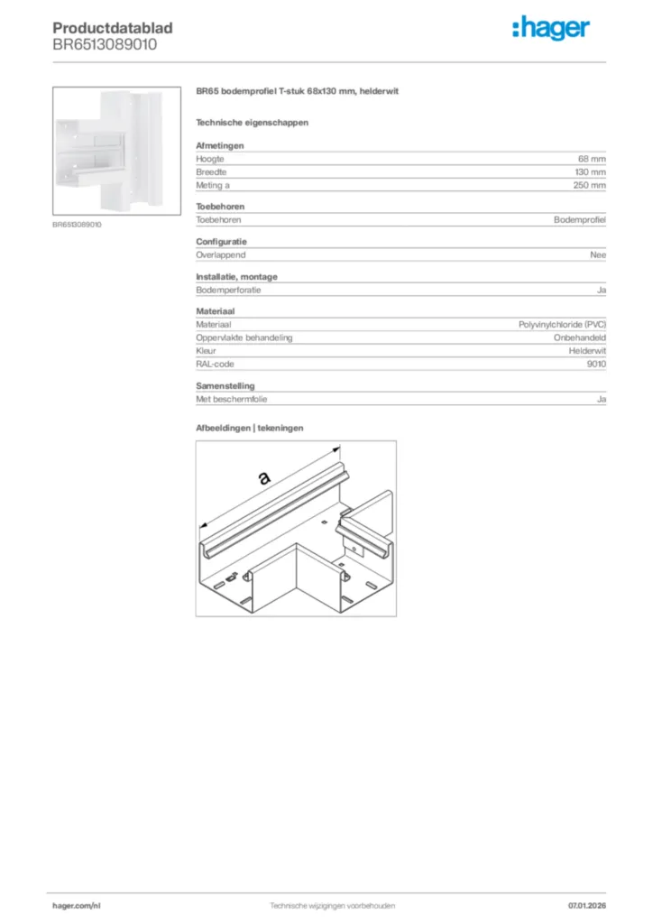 Afbeelding Hager Productdatablad BR6513089010 | Hager Nederland