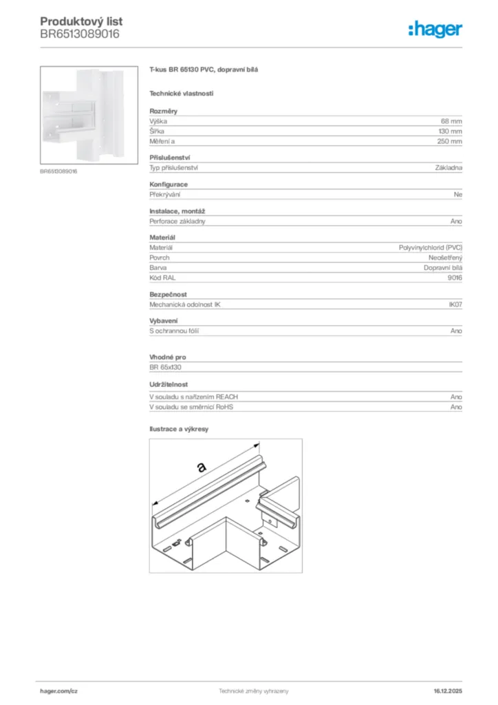 Obrázek Hager Produktový list BR6513089016 | Hager