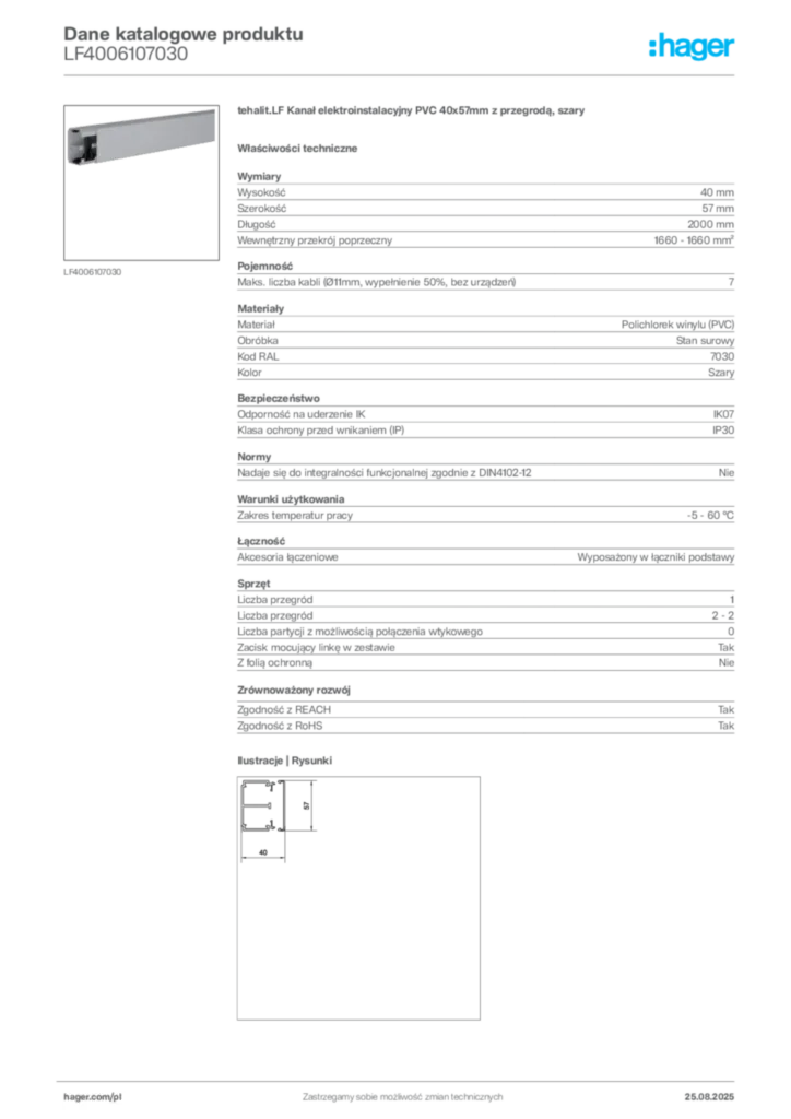 Zdjęcie Hager Karta katalogowa LF4006107030 | Hager Polska