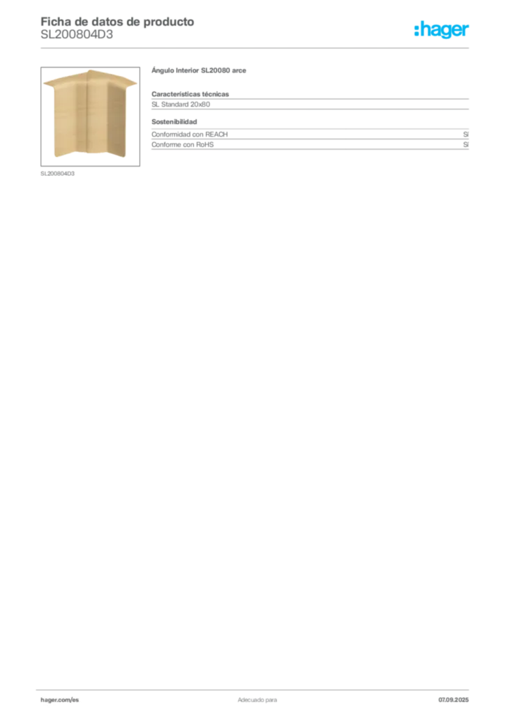 Imagen Hager Ficha de datos de producto SL200804D3 | Hager España