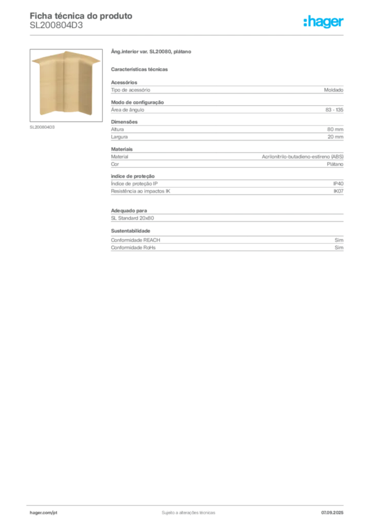 Imagem Hager Ficha técnica do produto SL200804D3 | Hager Portugal
