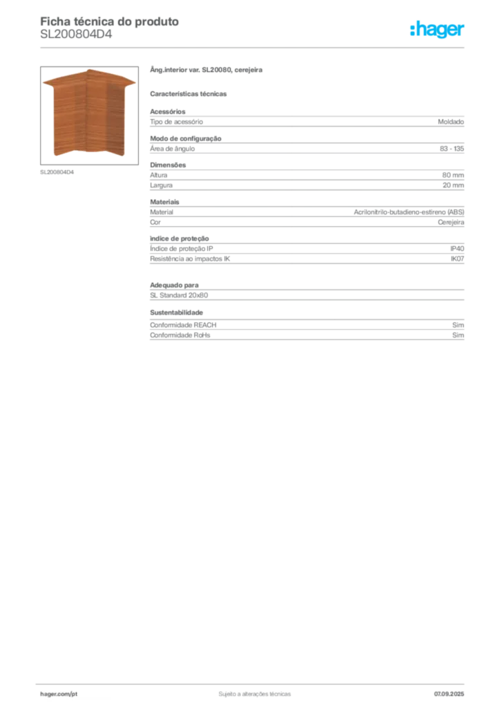 Imagem Hager Ficha técnica do produto SL200804D4 | Hager Portugal