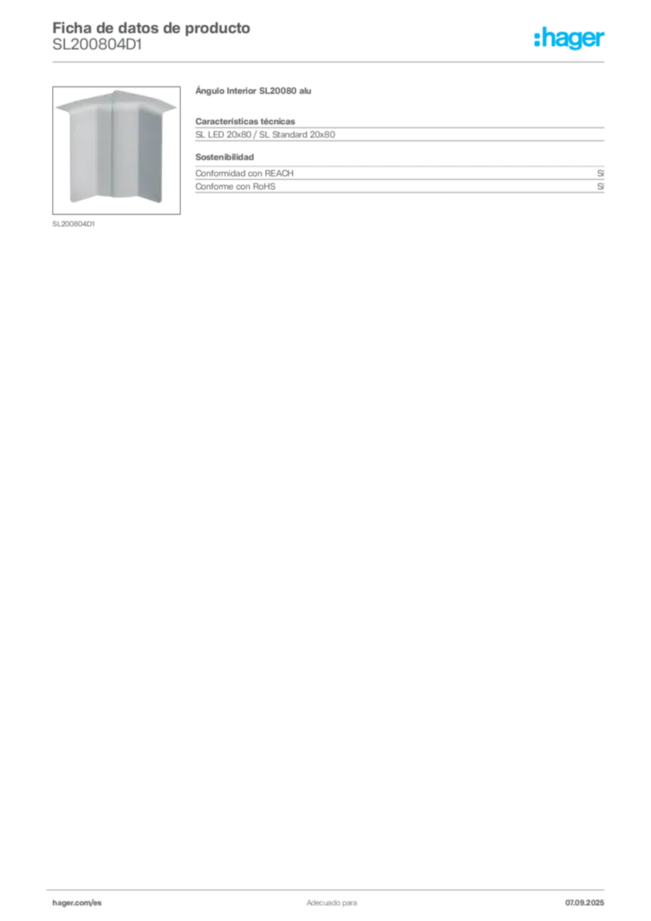 Imagen Hager Ficha de datos de producto SL200804D1 | Hager España