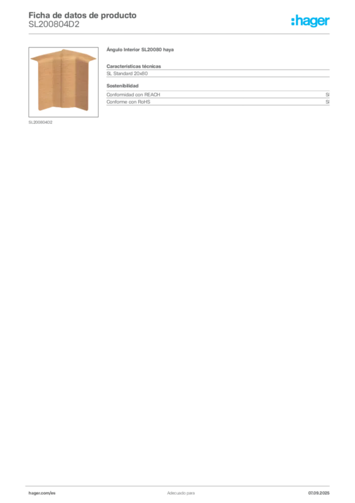 Imagen Hager Ficha de datos de producto SL200804D2 | Hager España