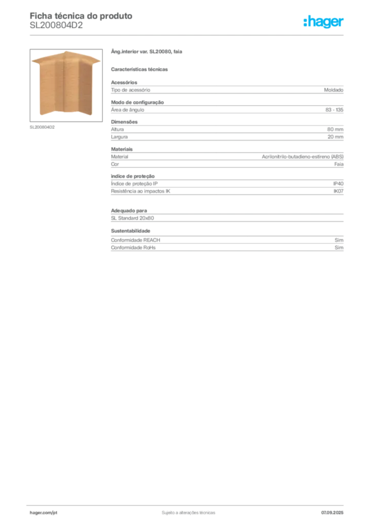 Imagem Hager Ficha técnica do produto SL200804D2 | Hager Portugal