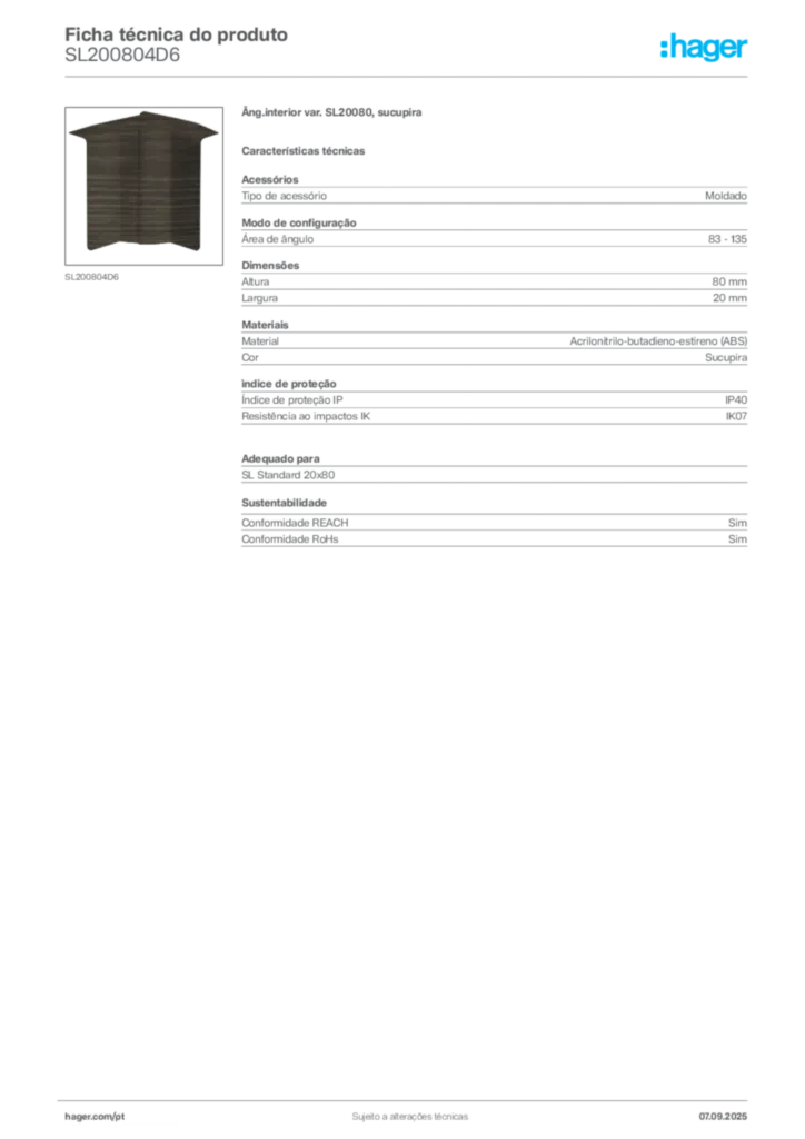 Imagem Hager Ficha técnica do produto SL200804D6 | Hager Portugal
