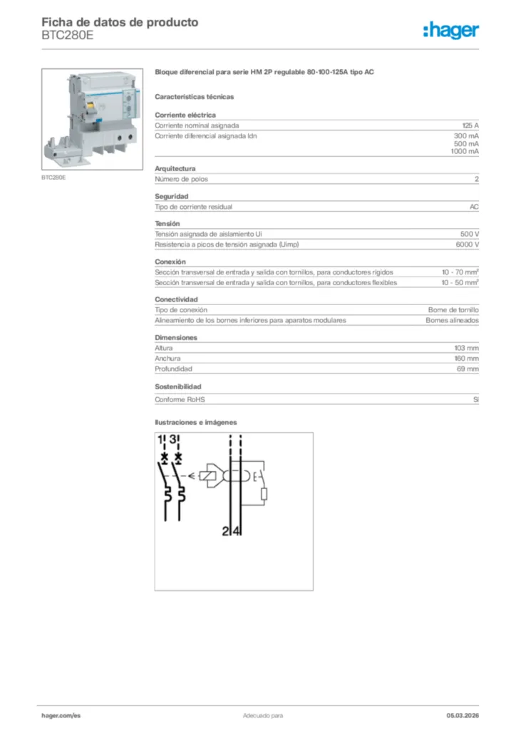 Imagen Hager Ficha de datos de producto BTC280E | Hager España
